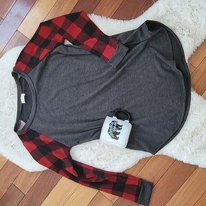 Red Buffalo Plaid Grey Long Sleeve Shirt